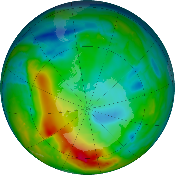 Antarctic ozone map for 17 July 2010